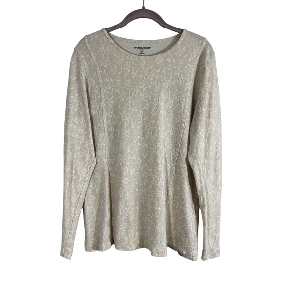 Woolrich Floral Top Beige XL Layering Boho Indie Folk Preppy Chic Soft Festival - Picture 1 of 8